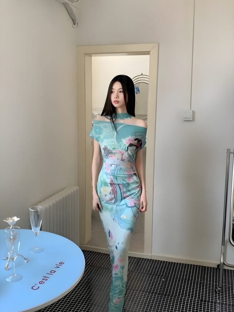 Ethereal Art Maxi Dress view 6 | MAUVSTUDIO®