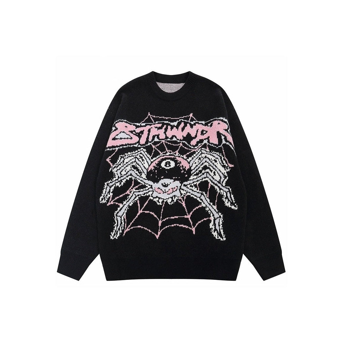 Evil Spider Graphic Knit Cotton Sweater-Sweaters-MAUV STUDIO-STREETWEAR-Y2K-CLOTHING