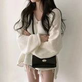 Extra Long Sleeve Loose Sweater-White-One Size-Mauv Studio