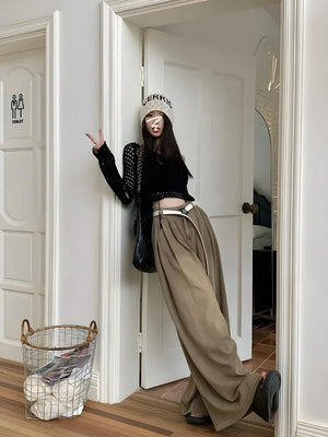 Extreme Wide Leg Pants-Brown-S-Mauv Studio