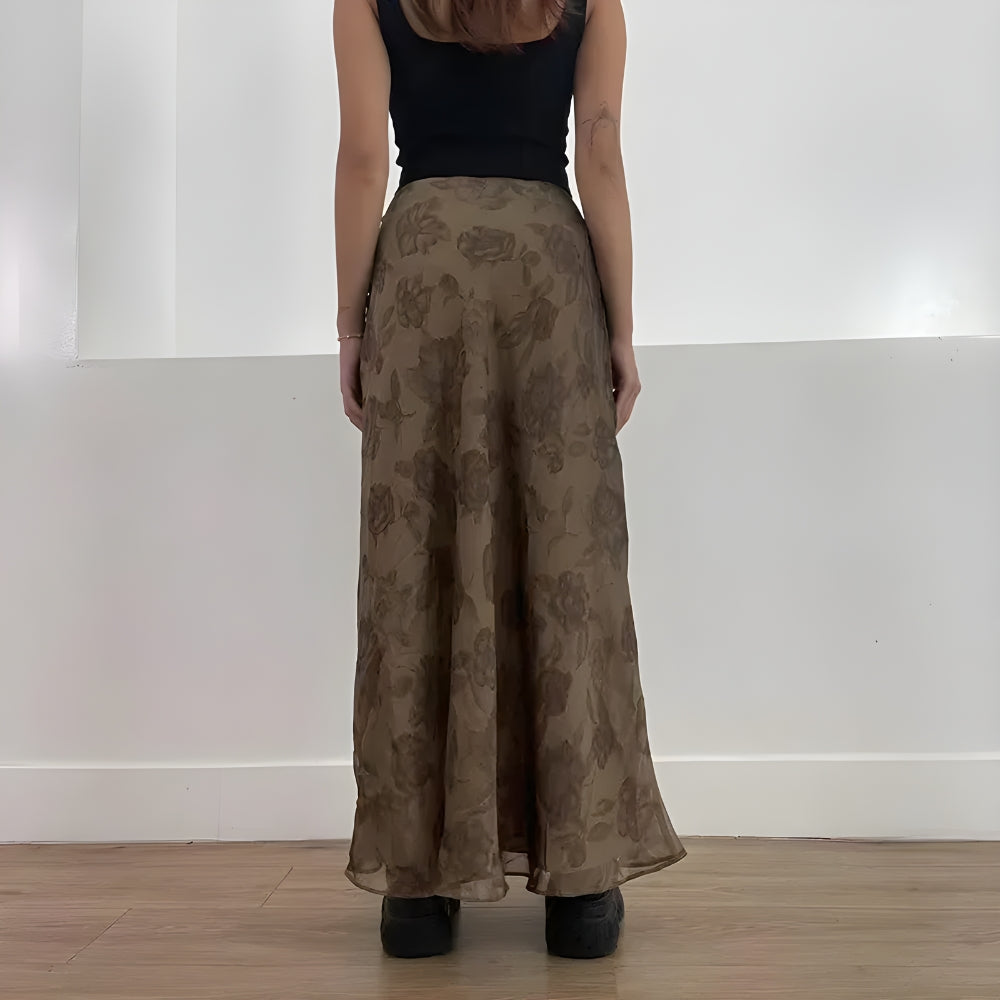 Fairy Grunge Floral Maxi Skirt-Mauv Studio