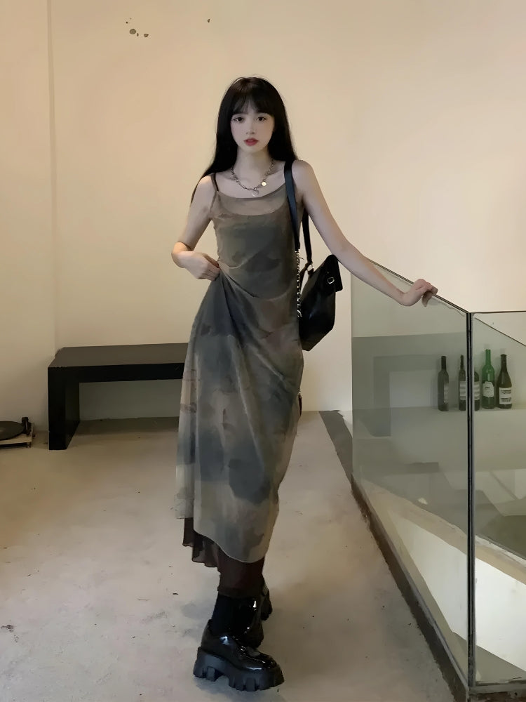 Fairy Grunge Forest Midi Dress  MAUVSTUDIO