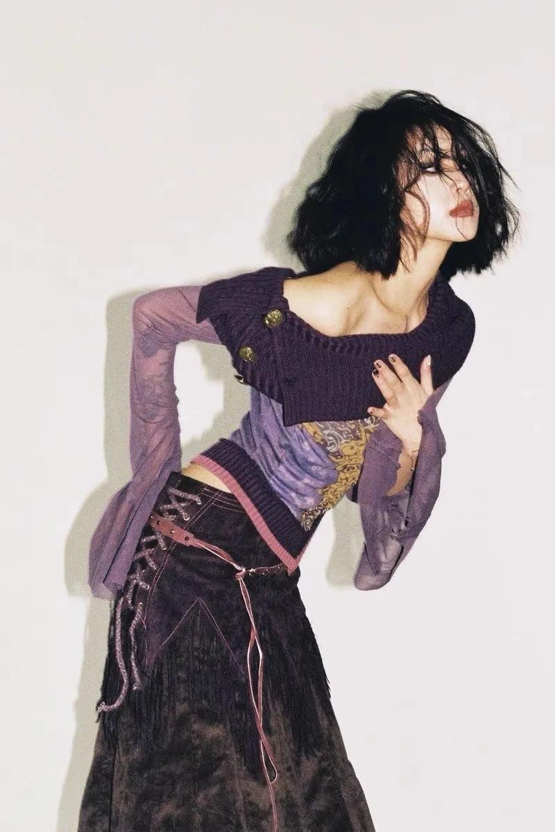 Fairy Grunge Off Shoulder Mesh Top – MAUV STUDIO®® – MAUVSTUDIO®