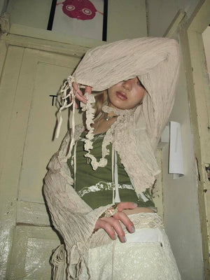 Fairy Grunge Ruffled Crop Cardigan-Beige-One Size-Mauv Studio