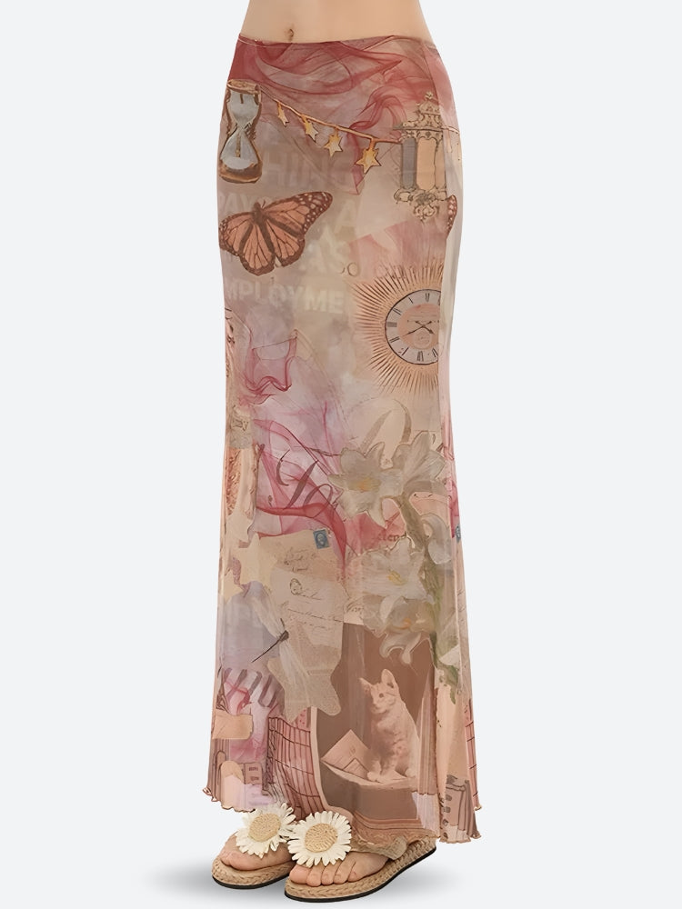 , Y2K skirt styled with a crop top
