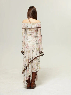 Fairycore Butterfly Off Shoulder Midi Dress view 2 | MAUVSTUDIO®