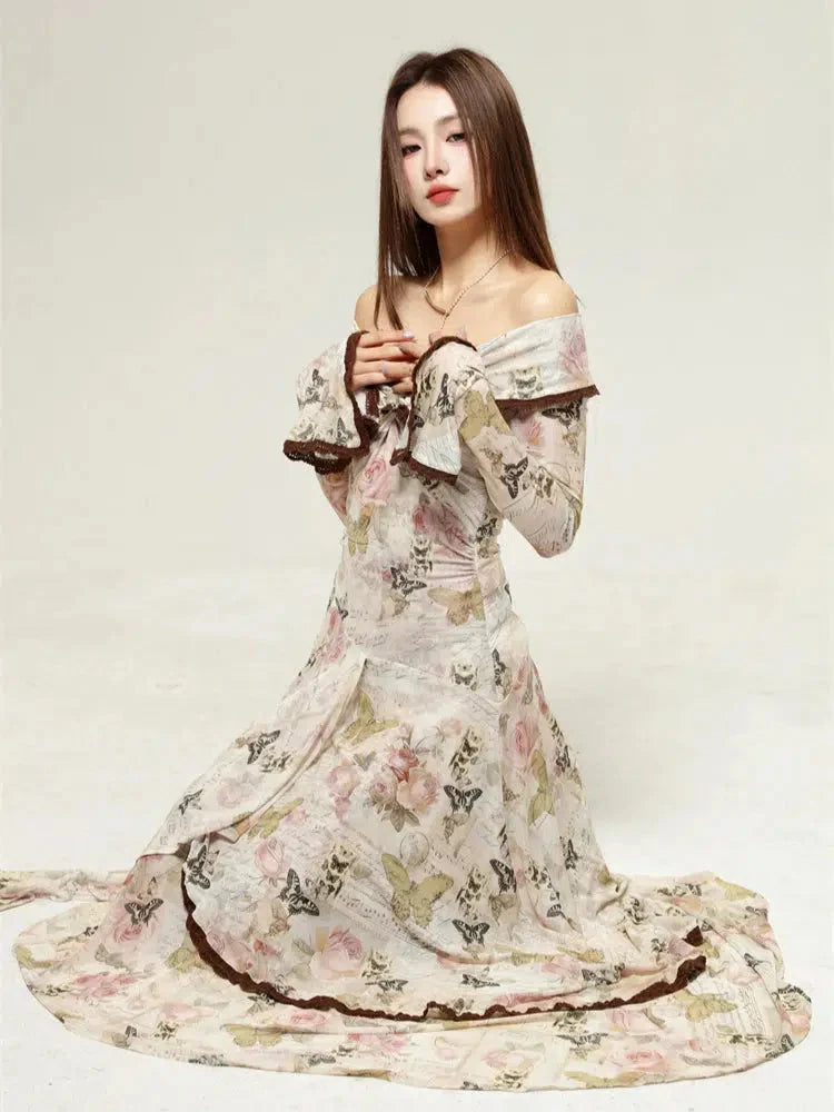 Fairycore Butterfly Off Shoulder Midi Dress view 6 | MAUVSTUDIO®