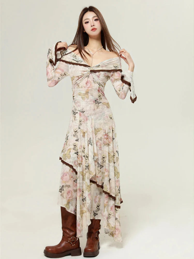 Fairycore Butterfly Off Shoulder Midi Dress view 8 | MAUVSTUDIO®