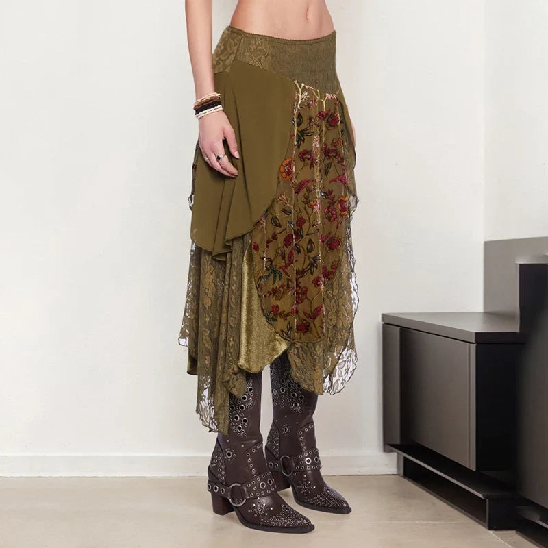 , Y2K skirt styled with a crop top