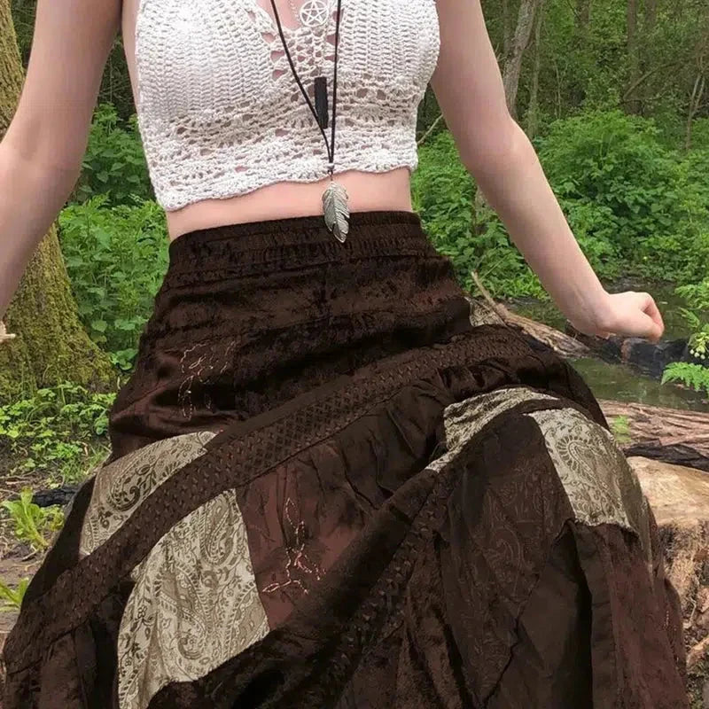 , Y2K skirt styled with a crop top