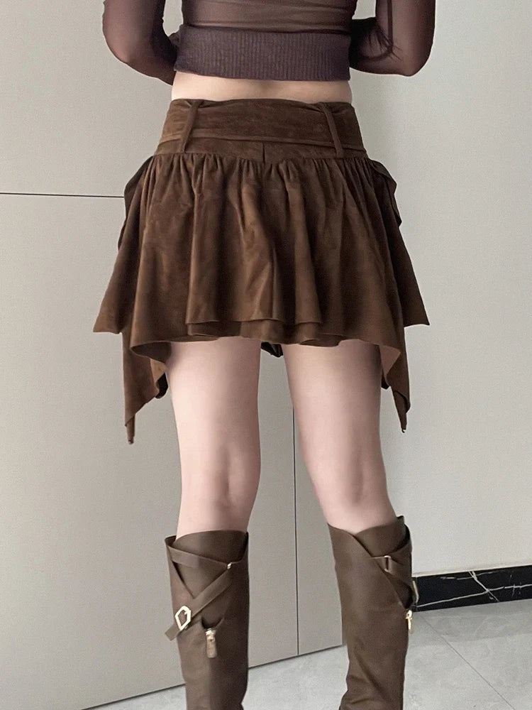 , Y2K skirt styled with a crop top