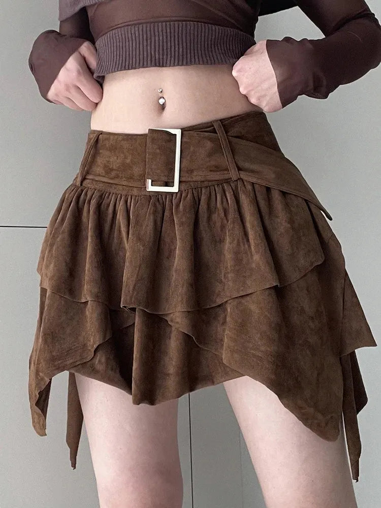 , Y2K skirt styled with a crop top