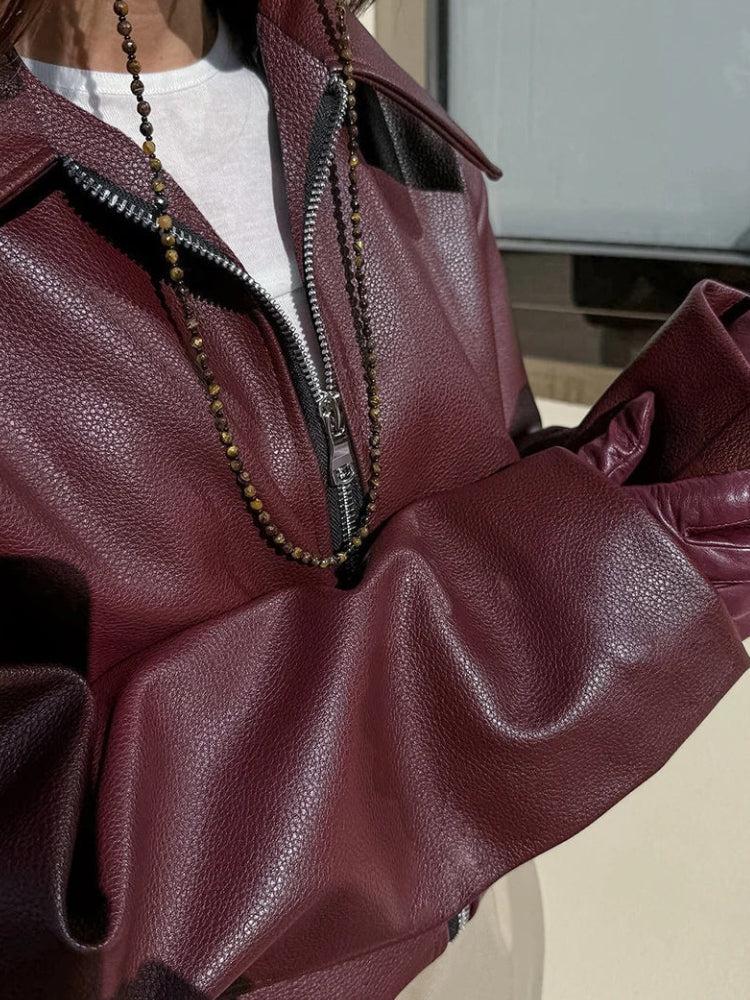 Max Studio outlet Faux Leather Burgundy Jacket