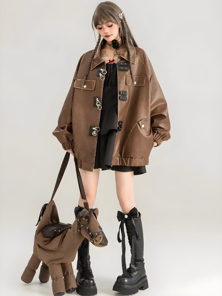 Faux Leather Oversized Jacket – MAUVSTUDIO®
