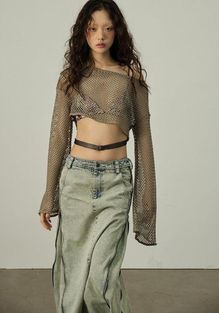 crop hoodie and fish net Fishnet Crop Shrug Sweater – MAUVSTUDIO®