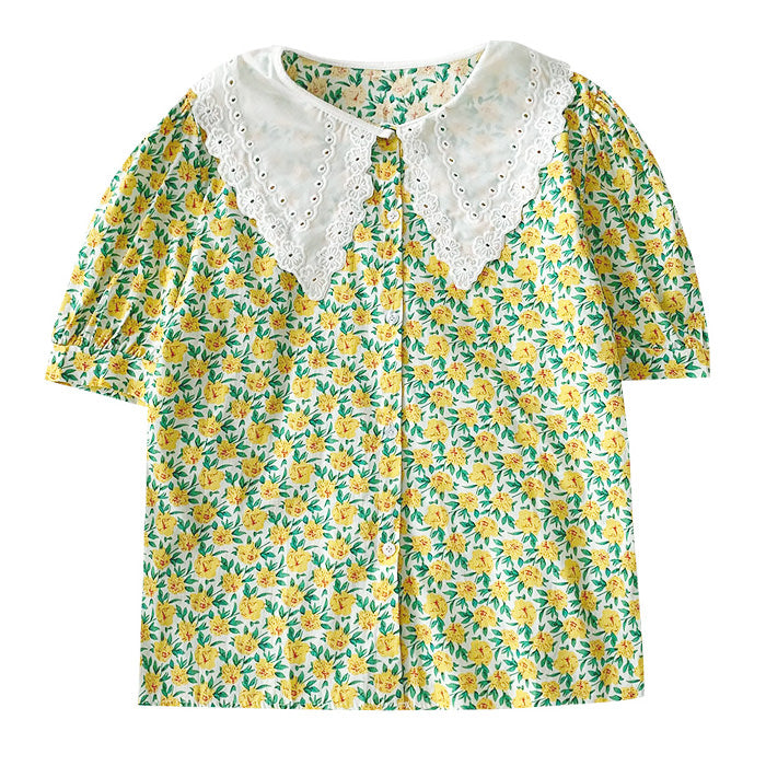 Floral Collar Shirt-Shirts-MAUV STUDIO-STREETWEAR-Y2K-CLOTHING