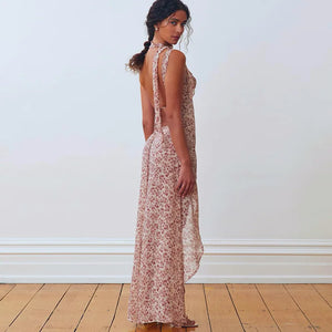 Floral High Slit Maxi Dress view 4 | MAUVSTUDIO®