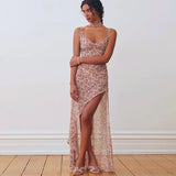 Floral High Slit Maxi Dress view 8 | MAUVSTUDIO®