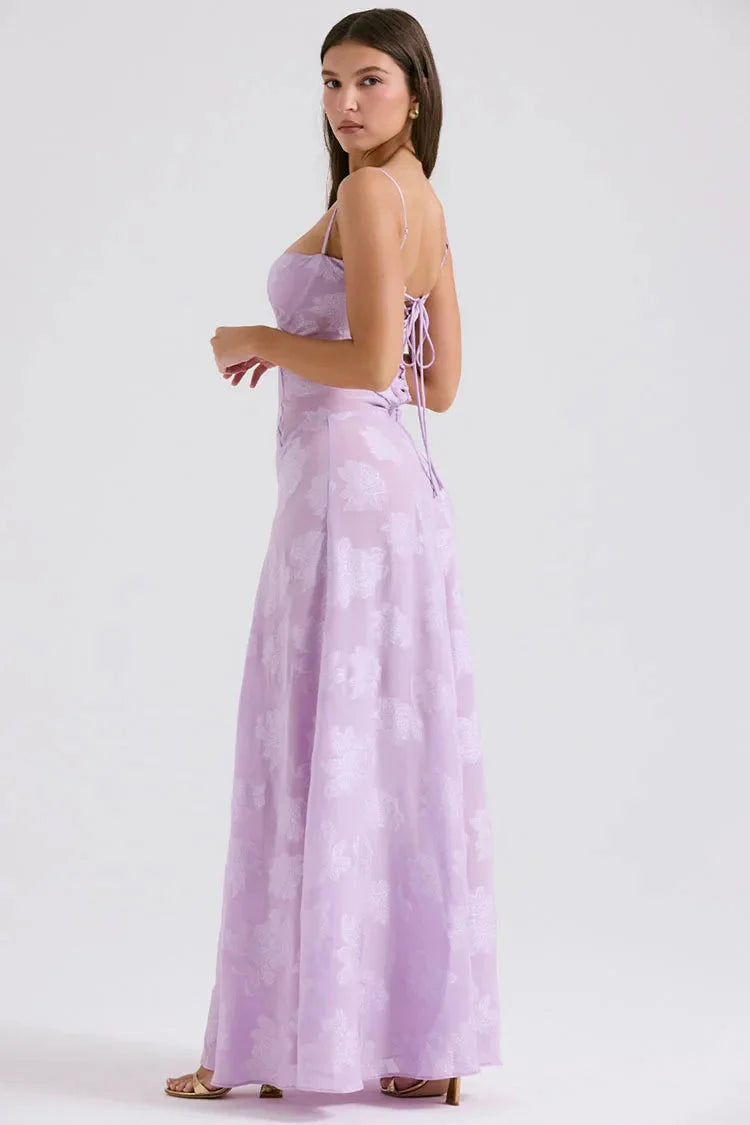 Floral Lace Up Maxi Dress MAUVSTUDIO Floral Lace Up Maxi Dress MAUVSTUDIO