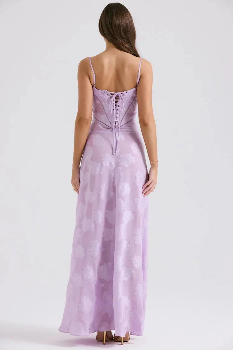 Floral Lace Up Maxi Dress MAUVSTUDIO Floral Lace Up Maxi Dress MAUVSTUDIO