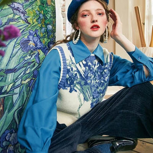Floral Tie Front Knit Vest