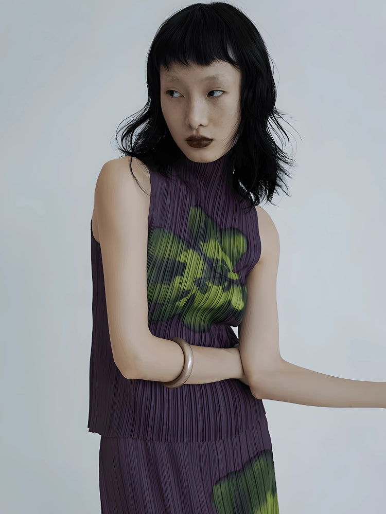 Floral Top & Midi Skirt Two Piece Set, Y2K two piece set styled with a crop top