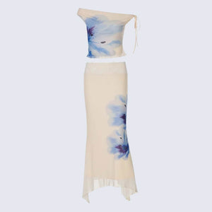 , Y2K skirt styled with a crop top