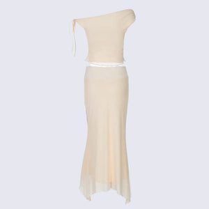 , Y2K skirt styled with a crop top
