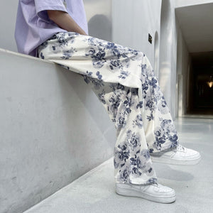 Flower Printed Casual Pants-Pants-MAUV STUDIO-STREETWEAR-Y2K-CLOTHING