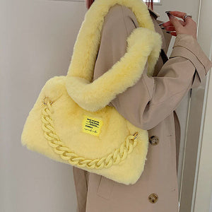 Fluffy Chain Shoulder Bag-Bags-MAUV STUDIO-STREETWEAR-Y2K-CLOTHING