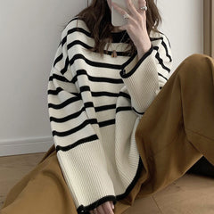 French Aesthetic Striped Sweater-Sweaters-MAUV STUDIO-STREETWEAR-Y2K-CLOTHING