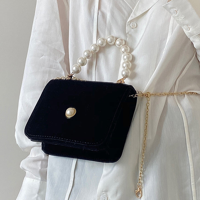 French Girl Pearl Chain Bag-Handbags-MAUV STUDIO-STREETWEAR-Y2K-CLOTHING