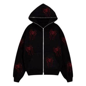 Full zip spiderman hoodie-MAUV STUDIO-STREETWEAR-Y2K-CLOTHING