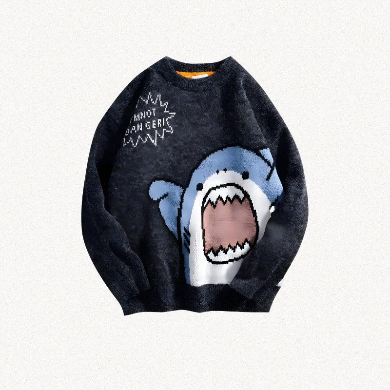 Funny Shark Knitted Sweater-Black-S-Mauv Studio