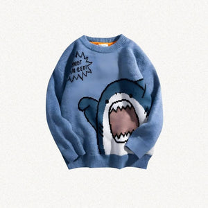 Funny Shark Knitted Sweater-Blue-S-Mauv Studio