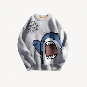 Funny Shark Knitted Sweater-Gray-S-Mauv Studio
