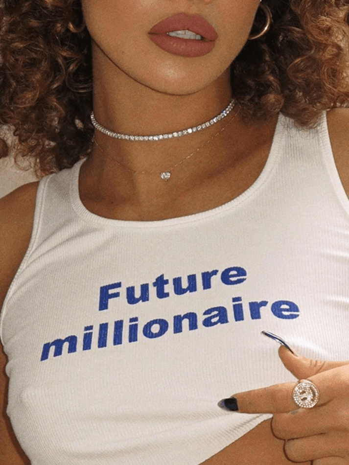 Future Millionaire Ribbed Cropped Tank Top-Tops&Tees-MAUV STUDIO-STREETWEAR-Y2K-CLOTHING