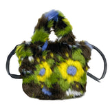 Fuzzy Flower Mini Bag-Handbags-MAUV STUDIO-STREETWEAR-Y2K-CLOTHING