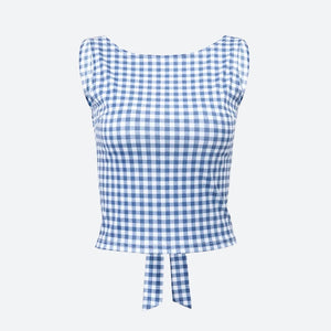 Gingham Bow Backless Top – MAUVSTUDIO®