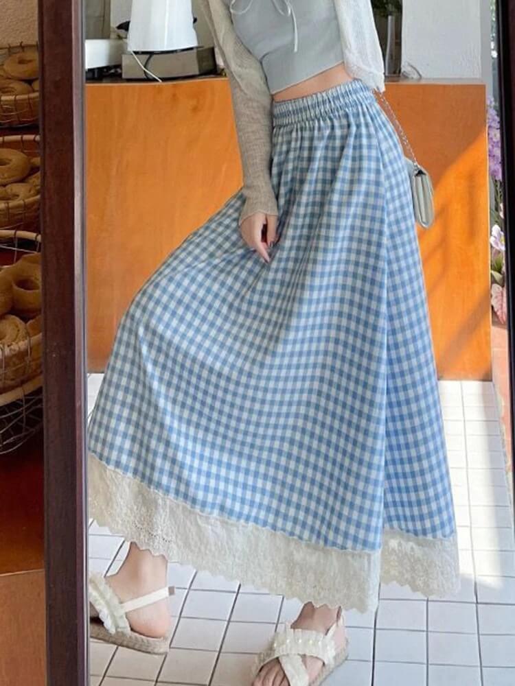 , Y2K skirt styled with a crop top