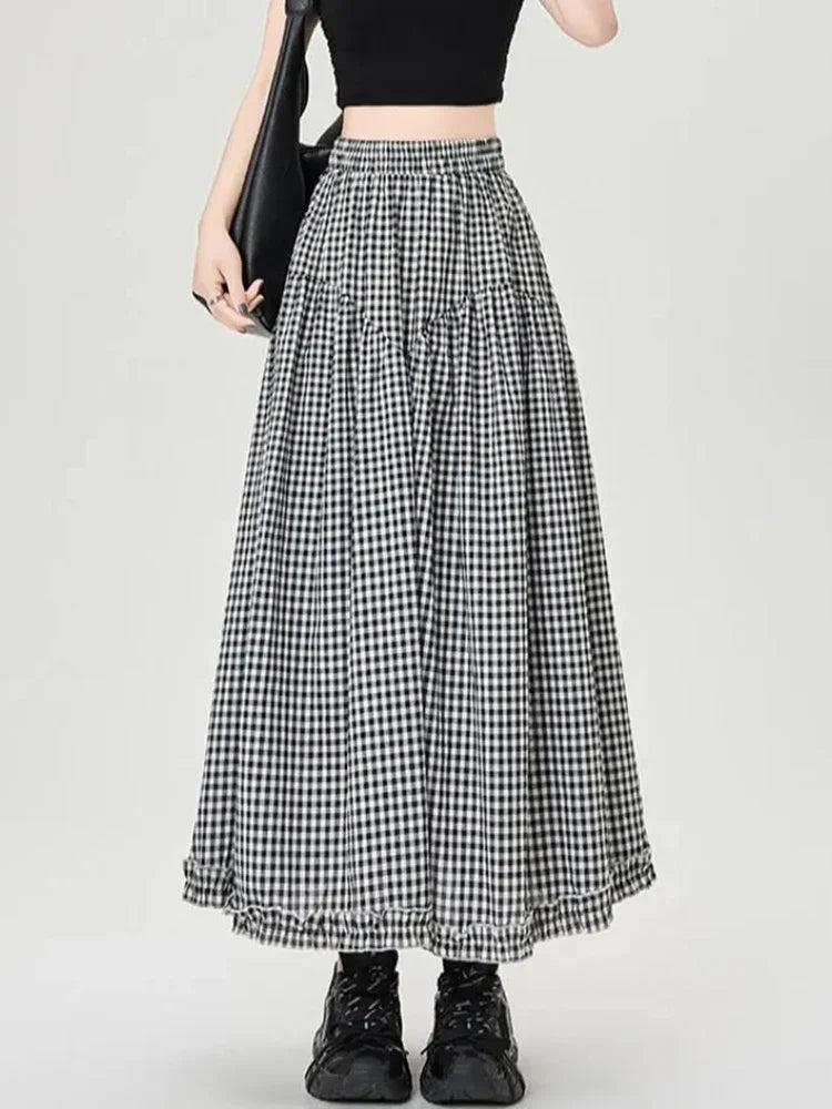 , Y2K skirt styled with a crop top