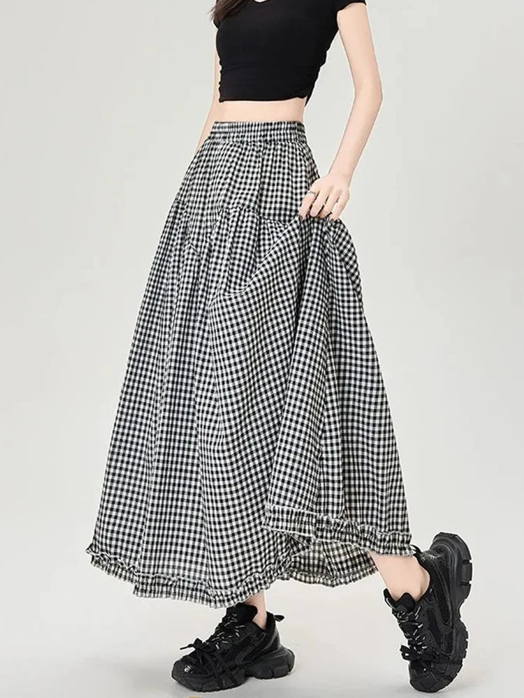 , Y2K skirt styled with a crop top