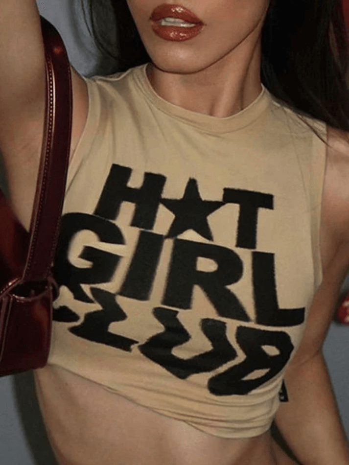 Girl Club Printed Cropped Tank Top-Tank Tops-MAUV STUDIO-STREETWEAR-Y2K-CLOTHING