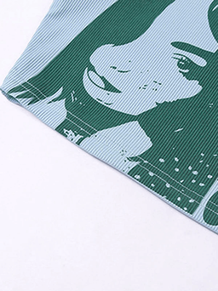 Girl Print Rib Cropped Tank Top-Tank Tops-MAUV STUDIO-STREETWEAR-Y2K-CLOTHING