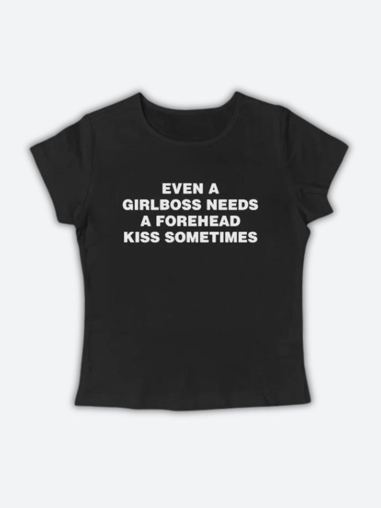 Girlboss Needs A Forehead Kiss Tee-Black-S-Mauv Studio