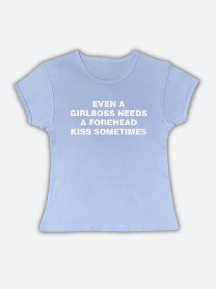 Girlboss Needs A Forehead Kiss Tee-Blue-S-Mauv Studio