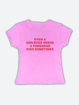 Girlboss Needs A Forehead Kiss Tee-Pink-S-Mauv Studio