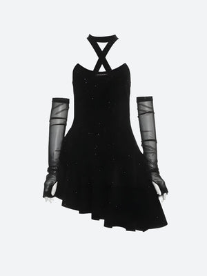 Glitter Asymmetric Mini Dress view 5 | MAUVSTUDIO®