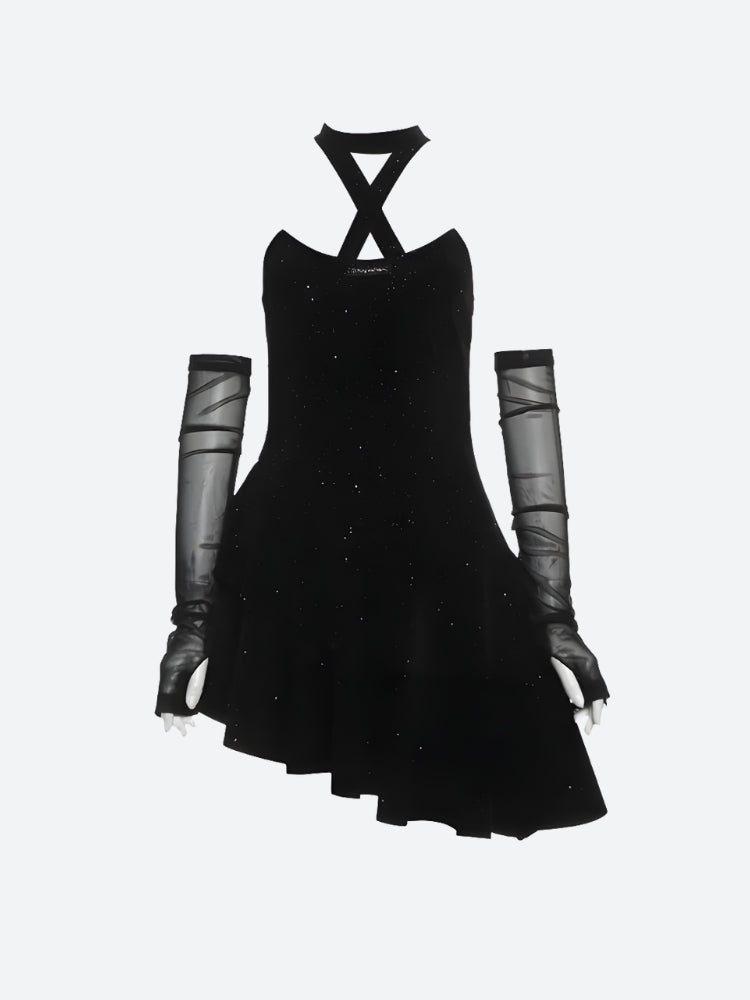 Glitter Asymmetric Mini Dress view 5 | MAUVSTUDIO®