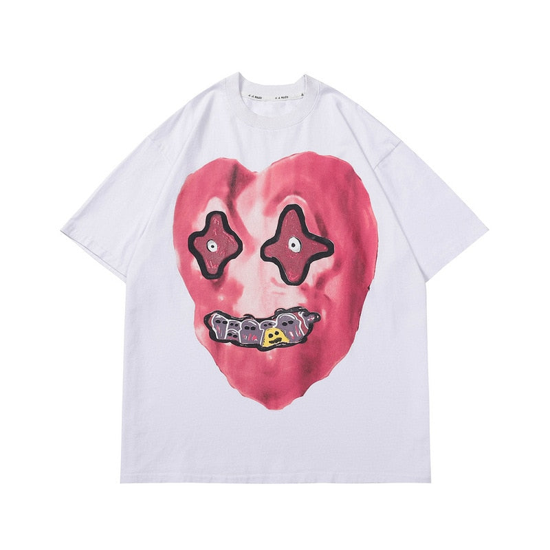 'Gorgon' Acid Washed Graphic Print Cotton T-Shirt-T-Shirts-MAUV STUDIO-STREETWEAR-Y2K-CLOTHING